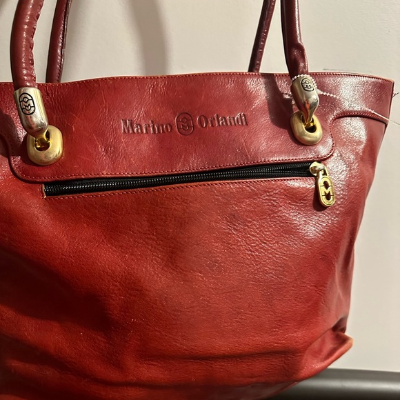 Marino Orlandi Satchel Bag. Red Genuine Leather. Made Italy - Picture 3 of 3